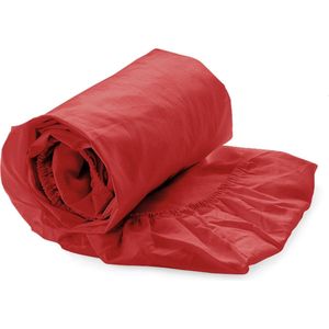 Refined Basic Twill hoeslaken - Rood - 1-persoons (90x220 cm)