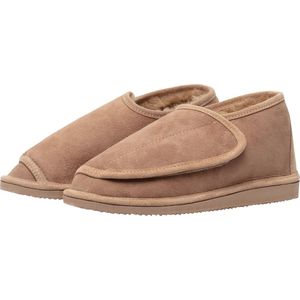 LuLu- Leren Schapenvacht Pantoffels - Sloffen voor Dames & Heren- Ruime instap met Klittenband sluiting - Stevige Harde zool - maat 37