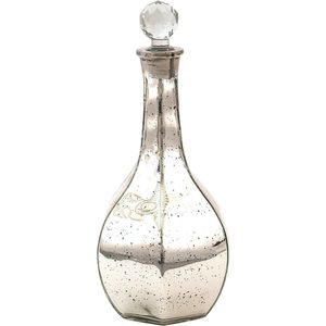 Clayre & Eef Decoratie Fles Ø 12x31 cm Zilverkleurig Glas Woondecoratie