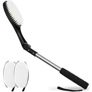 Set van 3 veelzijdige lichaamsborstels - Rugborstel, Doucheborstel en Lotion Applicator - Inclusief Lange Steel en Vervangbare Pads - Ideaal voor Huidverzorging en Reiniging - Zwart