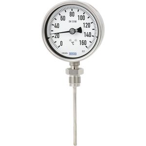 -10 tot +50°C Petrochemische RVS Bimetalen Thermometer 63mm Behuizing 160mm Dompelbuis Onderaansluiting - TBLUSH-26-63-160-G-65