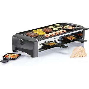 Gourmetstellen 2 Personen - Gourmetset met Pannetjes - Teppanyaki Bakplaat - Steengrill - Raclette - Zwart - Top Kwaliteit