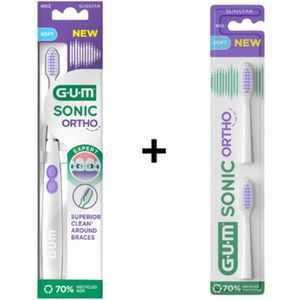 1x GUM Sonic Ortho Elektrische Tandenborstel + 2x extra opzetbostels