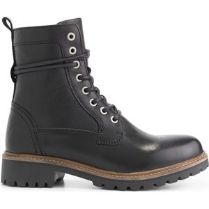 Travelin' Kvosted Dames - Leren hoge veterschoenen - Zwart leer