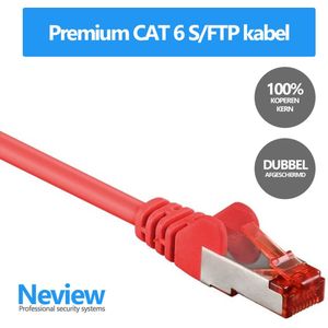 Neview - 10 meter premium S/FTP patchkabel - CAT 6 100% koper - Rood - Dubbele afscherming - (netwerkkabel/internetkabel)