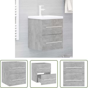 The Living Store Wastafelkast 41x38,5x48 cm bewerkt hout betongrijs - Gootsteenkast - Badkamerspiegel - Badkamermeubel - Opslagruimte - Spaanplaat