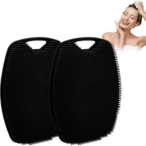2 stuks - Siliconen lichaamsborstel - siliconen doucheborstel - massageborstel - voor voedende reiniging en exfoliatie van de huid - met antislip handvat - exfoliërende lichaamsborstel - voor mannen en vrouwen - 12*9*2.5cm - zwart