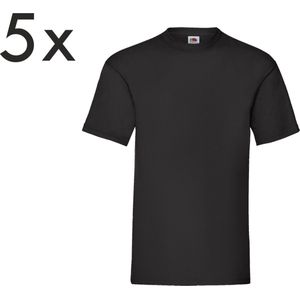 T-shirt set van 5 - zwart maat S - unisex vwt