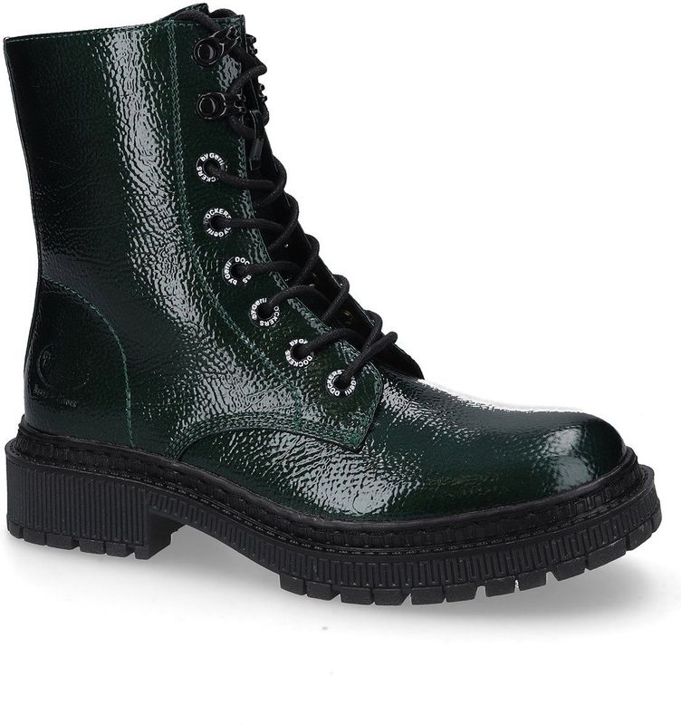 Dockers - Biker Boots - Donkergroen/Zwart - Veterschoenen met Ritssluiting