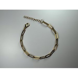 YO&NO - Armband - Zilver Verguld - Paperclip - Platte Buis - 2,3 mm 16 + 3 cm - Sieraden Vrouw - Zilver 925
