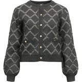 Object - Objpiluna Re Knit - Cardigan - Dark Grey Melan/Cloud Dancer - Dames