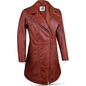 Urban Leather Fifty Eight Leren Motorjas Dames - Zwart Beige - Maat XXL