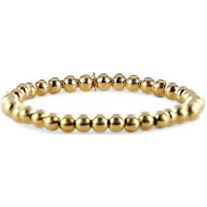 Silventi 9SIL-23255 Zilveren Armband Bolletjes 5mm - 16cm - Rekbaar - Zilver - Verguld/Goud op Zilver