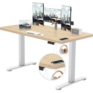 Hoogte Verstelbaar Bureau 140 x 70 cm - Elektrisch, Met Geheugenfunctie en USB-Oplaadpoort - Antibotsingssysteem, Ideaal voor Thuiswerk