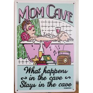 Mom Cave Moeders Cave Reclamebord van metaal METALEN-WANDBORD - MUURPLAAT - VINTAGE - RETRO - HORECA- BORD-WANDDECORATIE -TEKSTBORD - DECORATIEBORD - RECLAMEPLAAT - WANDPLAAT - NOSTALGIE -CAFE- BAR -MANCAVE- KROEG- MAN CAVE