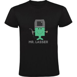 Mr. Lasser Heren T-shirt | lassen | snijbranden | lasbril | gereedschap | zagen | werk | beroep | Zwart