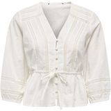 Only - Blouse - Cloud Dancer - 100% Katoen - V-hals en Knoopsluiting
