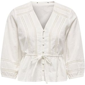 Only - Blouse - Cloud Dancer - 100% Katoen - V-hals en Knoopsluiting