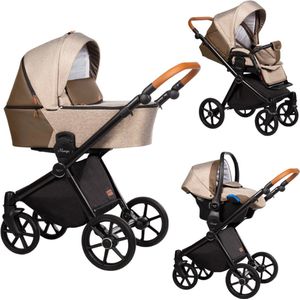 Baby Merc Mango 3 in 1 Kinderwagen - Beige - Kinderwagen incl. Autostoel