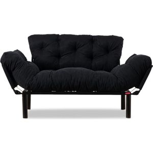 Asir - bankbed - slaapbank - Sofa - 2-zitplaatsen - Zwart - 155 x 70 x 85 cm