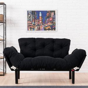 Asir - bankbed - slaapbank - Sofa - 2-zitplaatsen - Zwart - 155 x 70 x 85 cm