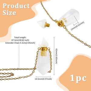 Natuurlijke Quartz Steen Parfum Fles Hanger Edelsteen Kristal Essentiële Olie Ketting Diffuser Zeshoekige Puntige Reiki Chakra Hanger Kwarts Kristal