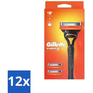 12 x Gillette - Fusion 5 - Scheermesje - Ergonomisch ontwerp - 2 Extra Navulmesjes - Scheerapparaat - Gillette Fusion5 - Scheermesjes - Gladgeschoren - Scheerbeurt