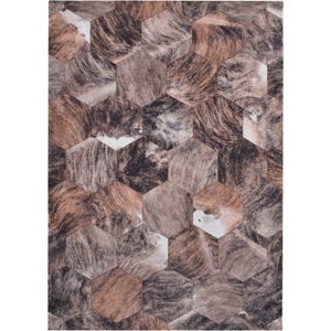 Vercai Rugs Nova Patchwork Collectie - Laagpolig Vloerkleed - Dierenhuid Tapijt voor Woonkamer - Polyester - Bruin - 160x230 cm