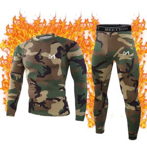 MEETHOO Men's Thermal Heren Thermische Onderkleding Set Vochtafvoerende Lange Onderbroeken Snel Drogende Basislaag Sport Compressie Pak Voor Training Skiën Hardlopen Hiken -zwarte camouflage-JUNGLE_GROEN-XXL