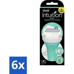6 x Wilkinson Sword - Scheermes - Intuition Sensitive Care 2-in-1 - Zacht - 1 scheermes - Scheermes - Scheerapparaat - Vrouwen Scheerapparaat - Gevoelige Huid - Scheermesje