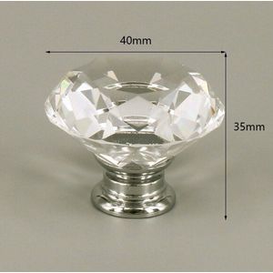 3 Stuks Meubelknop Kristal - Transparant & Zilver - 4*3.5 cm - Meubel Handgreep - Knop voor Kledingkast, Deur, Lade, Keukenkast