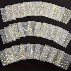 32 stuks - Nagelsticker, Nagelsticker, Goud - Nageltipafdichting [32 Stuks], Siersteenafdichting, 3D Sensatie, Diamantdecoratie, Premium Steenserie, Nageldecoratie, Prachtige Glans DIY Nagelsticker, Gewoonweg Oogverblindend