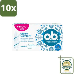 10 x OB ProComfort Mini 16 stuks per verpakking - Grootverpakking - Tampons - Menstruatiebescherming - Comfort - Bescherming - Plantaardige Kern