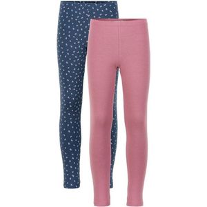 Minymo Leggings Basic Meisjes Katoen Roze/blauw 2 Stuks Maat 152