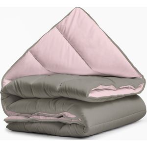 Zelesta� Royalbed Pastel Pink & Tender Grey 200x200cm - Dekbed zonder overtrek - 30 dagen proefslapen - Wasbaar hoesloos dekbed - Bedrukt dekbed - All year zomerdekbed & winterdekbed