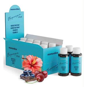 Momordica Magnesium Shot Citraat-Tauraat-Vitamine B6+D3 - 10 stuks - Ondersteunt de magnesiumbalans in lichaam - Spiergezondheid & Energieproductie bijdragen - Omgaan met stress - Slaapkwaliteit - Ondersteuning van zenuwstelsel - Uitstekende smaak