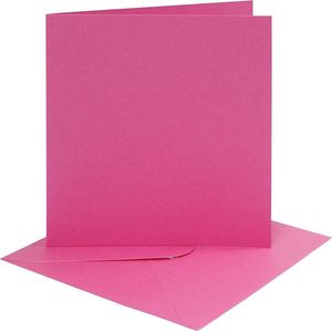 Kaarten en enveloppen, afmeting kaart 15,2x15,2 cm, afmeting envelop 16x16 cm, 220 gr, roze, 4 set/ 1 doos