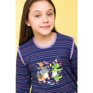 Woody Meisjes-Dames Pyjama multicolor streep - maat 152/12J