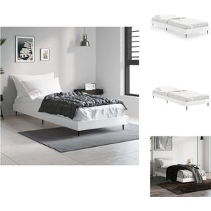 vidaXL Bed Frame - Hoogglans wit - 193 x 78 x 20 cm - Duurzaam hout - Metalen poten - Multiplex lattenbodem - Bed