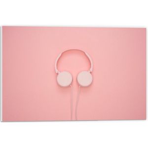 Forex - Roze Koptelefoon op Roze Achtergrond - 60x40cm Foto op Forex