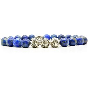 Beaddhism - Armband - Lapis - Zilver - Yin 3 - 8 mm - 19 cm