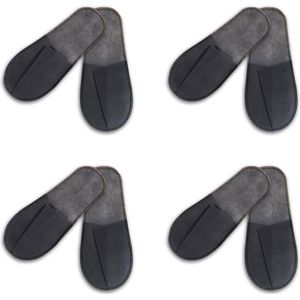 Hotelslippers - set van 4 paar badstof wegwerpschoenen - grijs - maat EU 37-43 .