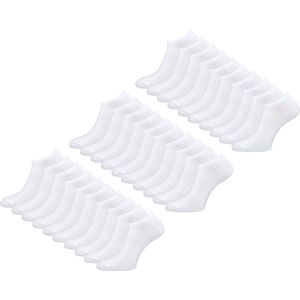 Marco rossi 30 Paar Enkelsokken - Sneakersokken - Lage sokken - Wit - Dames & Heren - Katoen - Maat 35-38