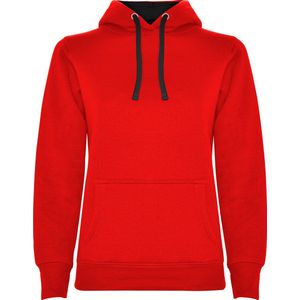 Rode dames Hoodie met Zwarte binnenzijde capuchon en koord Urban merk Roly maat XL