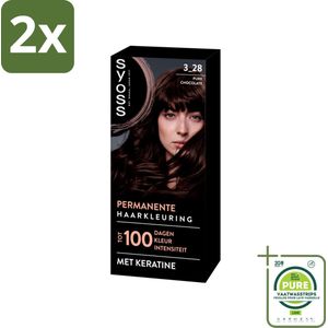 SYOSS - Coloration 3-28 Pure Chocolade - Haarverf - Grijsdekking - Vermindert Haarbreuk - Voordeelverpakking - 2 stuks - Permanente haarkleuring - Haarkleur