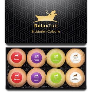 RelaxTub® Bruisballen - Bruisballen voor Bad - Natuurlijke Kokosboter & Arganolie - Bath Bombs - Badbom - Badballen - Dierproefvrij - 8 x 80g XL Formaat - Inclusief Luxe Cadeauverpakking - Geschikt voor Volwassene & Kind