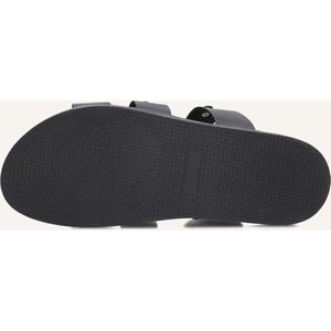 Blasz - Zwarte Leren Slippers - Dames - Gouden Details