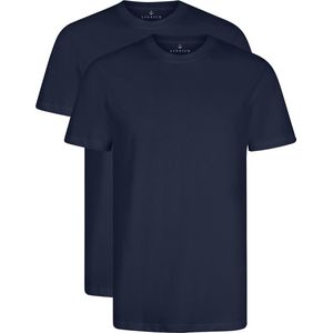 LINNICK Long Fit T-Shirt 2 Pack - Ronde Hals - Korte Mouw - T Shirt Heren - 100% Katoen - Longfit T Shirt Heren - Dark Blue - Maat S - Set van 2