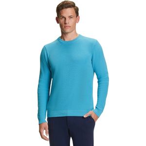 FALKE Basic Crew Neck Cotton Structure elegante klassieker katoen trui heren blauw - maat M