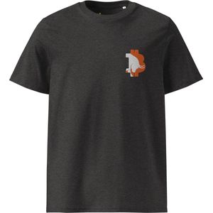 Bitcoin Bull Run- Geborduurd Bitcoin T-shirt - Unisex - 100% Biologisch Katoen - Kleur Donker Grijs - Maat M | Bitcoin cadeau| Crypto cadeau| Bitcoin T-shirt| Crypto T-shirt| Bitcoin Shirt| Bitcoin Merchandise| Crypto Merchandise| Bitcoin Kleding